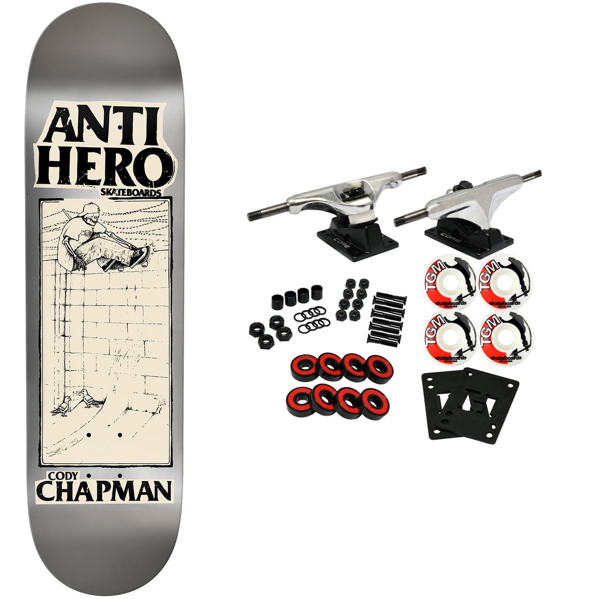 Anti Hero Skateboard Complete Chapman Lance Mountain Art Silver 8.32" x 31.64" - Default Title