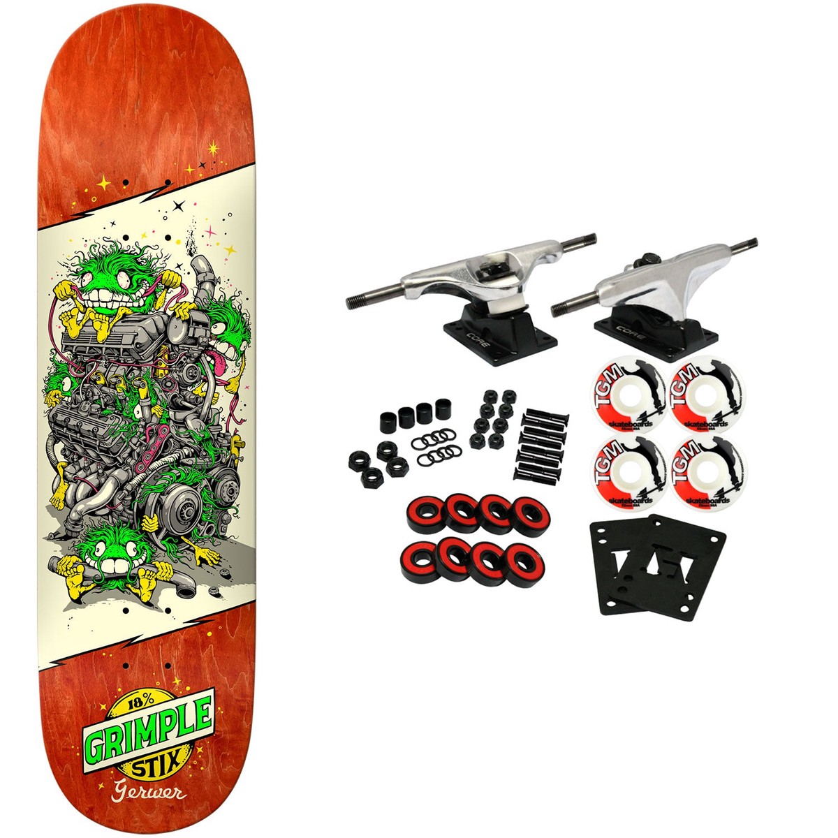 Anti Hero Skateboard Complete Gerwer Grimplestix Revs Green 8.28" x 31.7" - Default Title