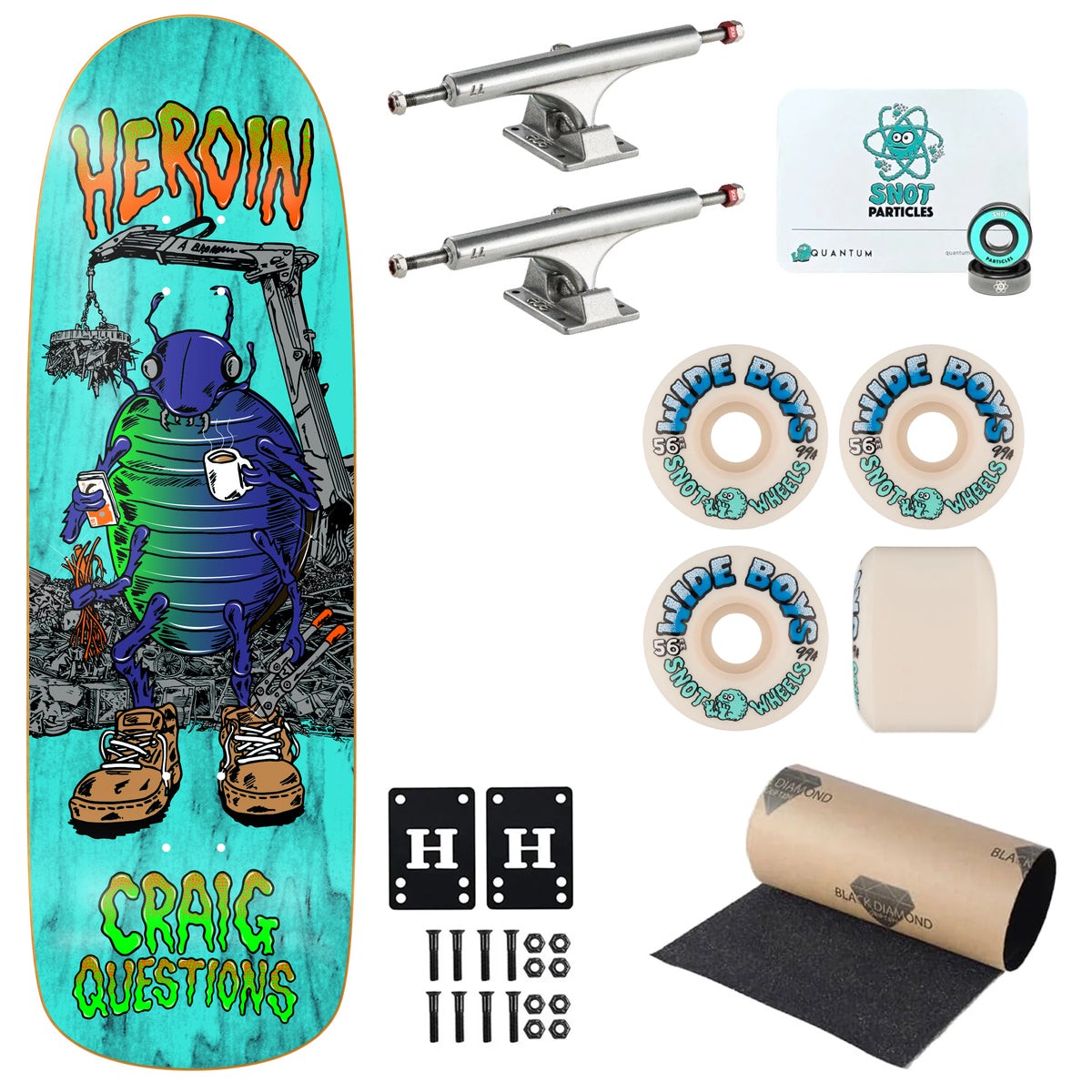 Heroin Premium Skateboard Complete Craig Questions Bug (Assorted) Ft. Ace/Snot/Quantum - Default Title