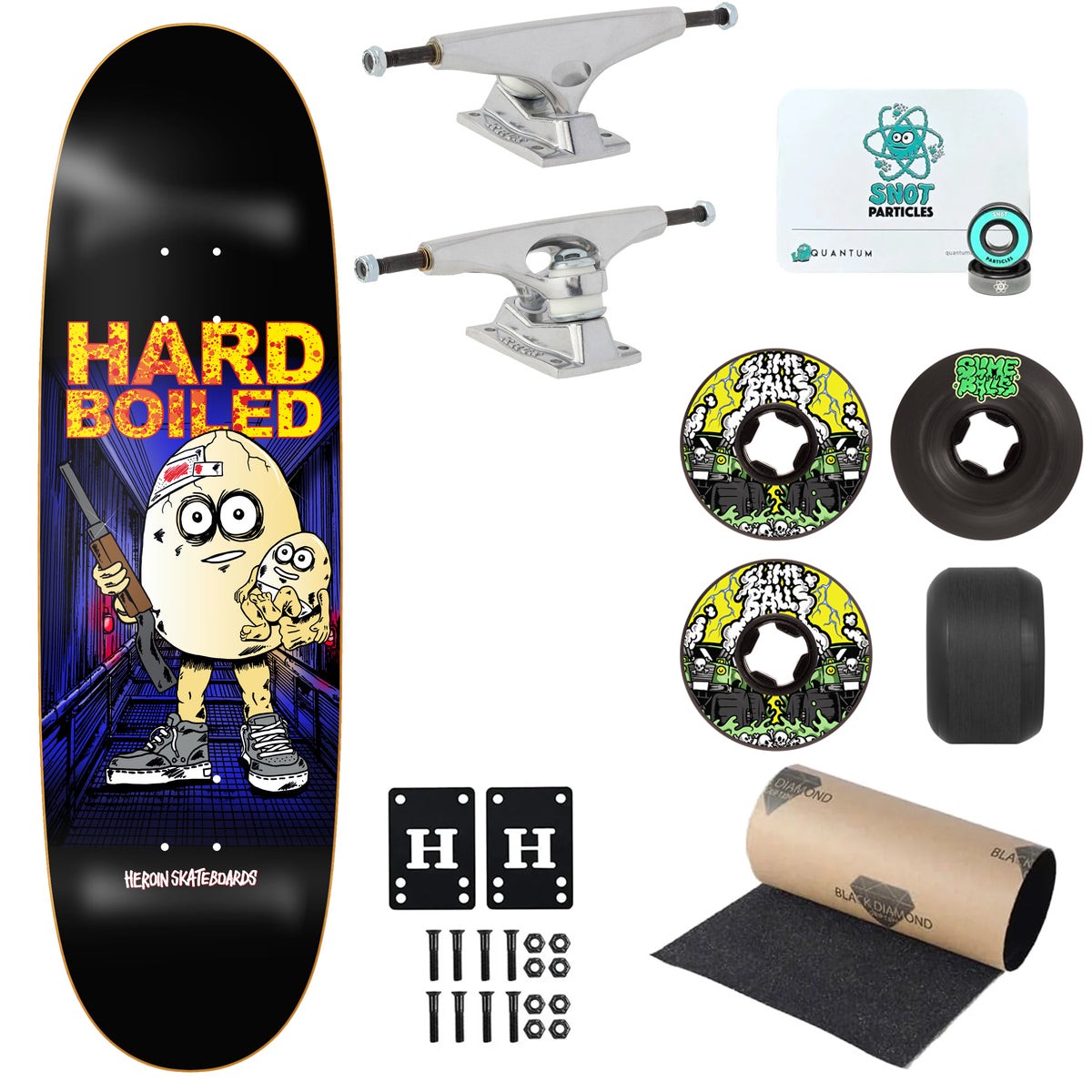 Heroin Premium Skateboard Complete Hard Boiled Egg Symmetrical Ft. Krux/Slime Balls/Quantum - Default Title