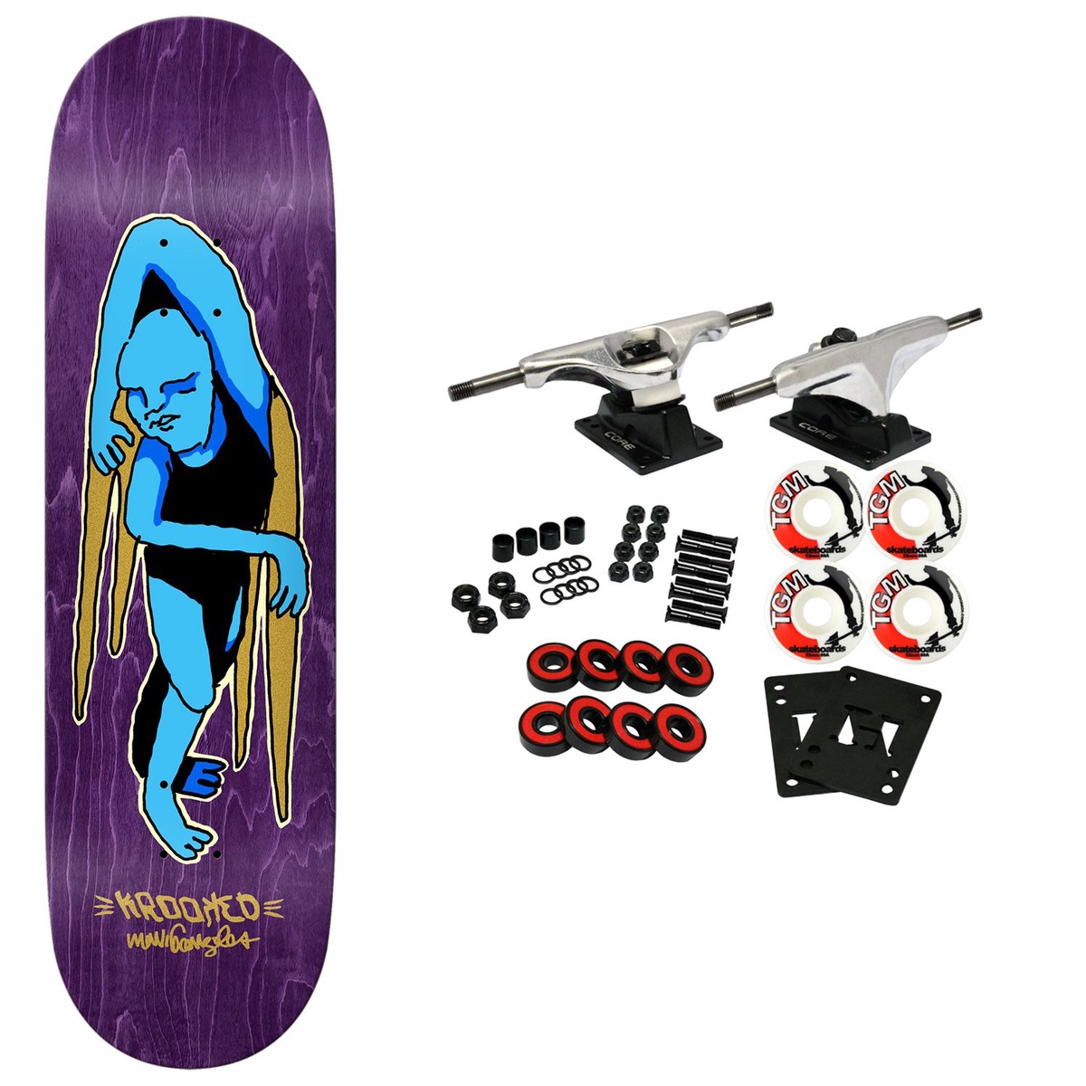 Krooked Skateboard Complete Gonz Lay Lying Assorted 9.0" x 32.45" - Default Title