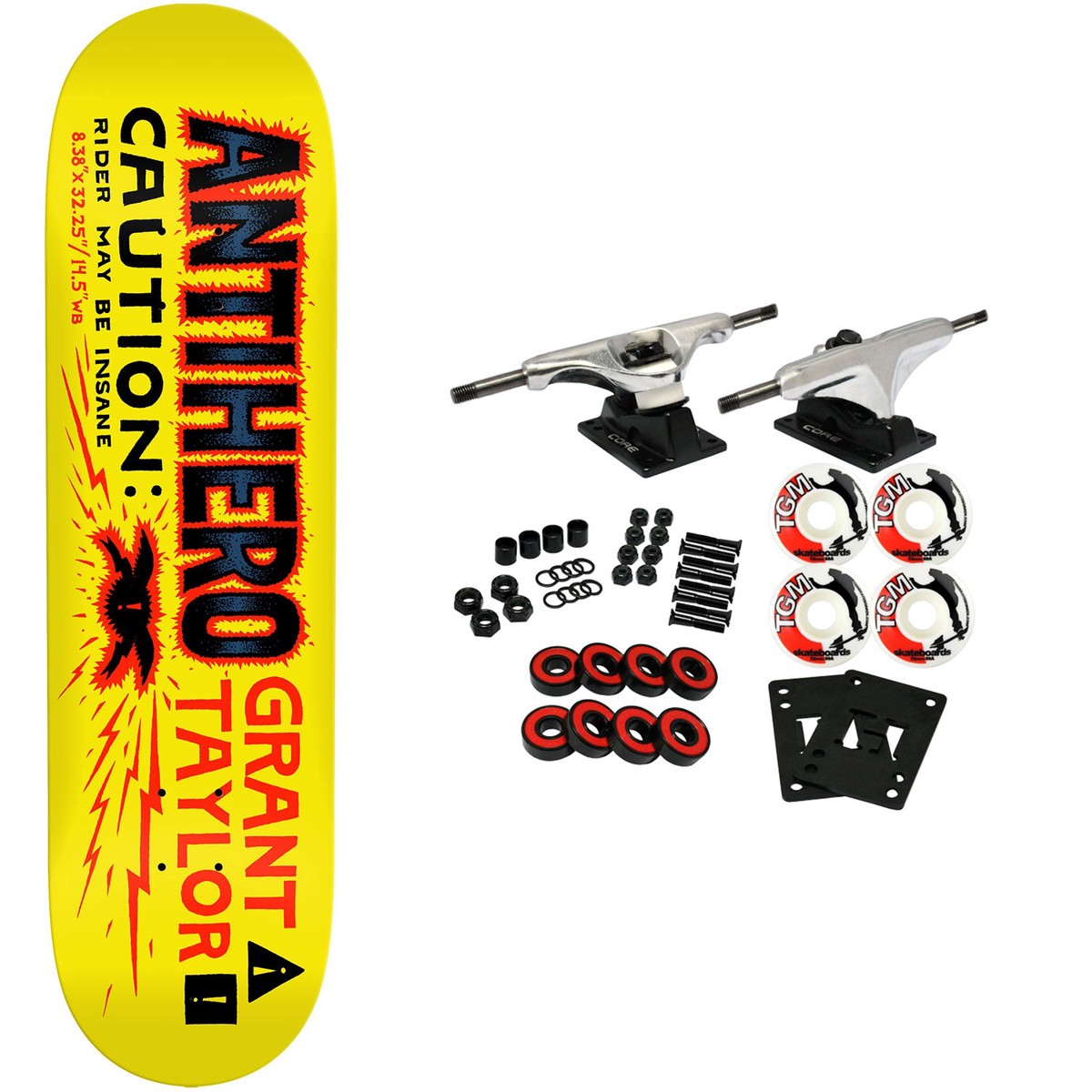 Anti Hero Skateboard Complete Grant Taylor Caution Yellow 8.38" x 32.25" - Default Title