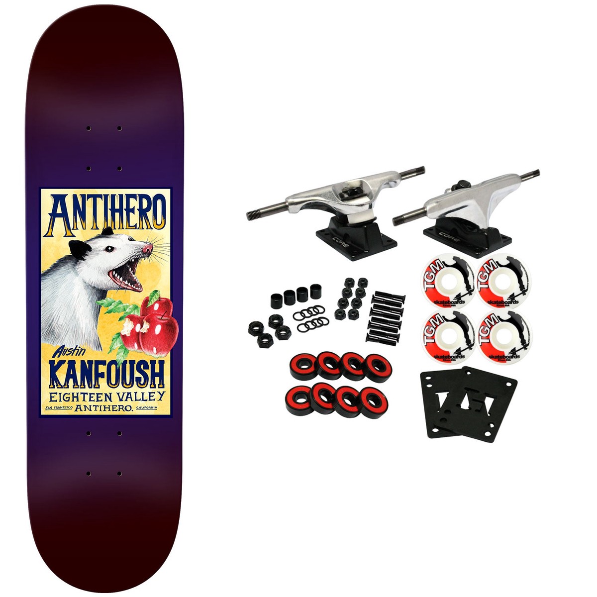 Anti Hero Skateboard Complete Kanfoush Homers Pt 2 Purple 8.5" x 32.18" - Default Title