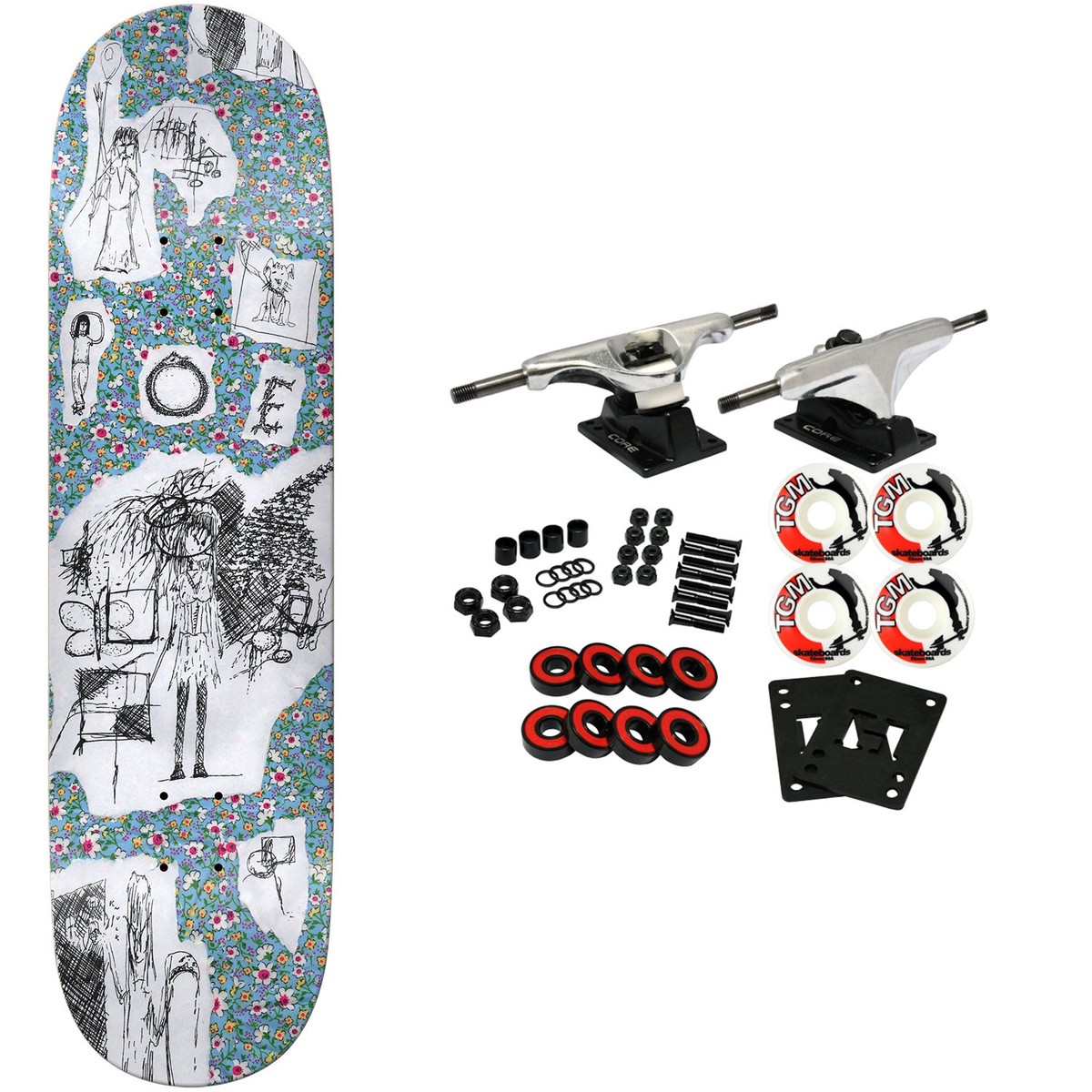 There Skateboard Complete Poe Pinson Flowerz Blue 8.12" x 32" - Default Title