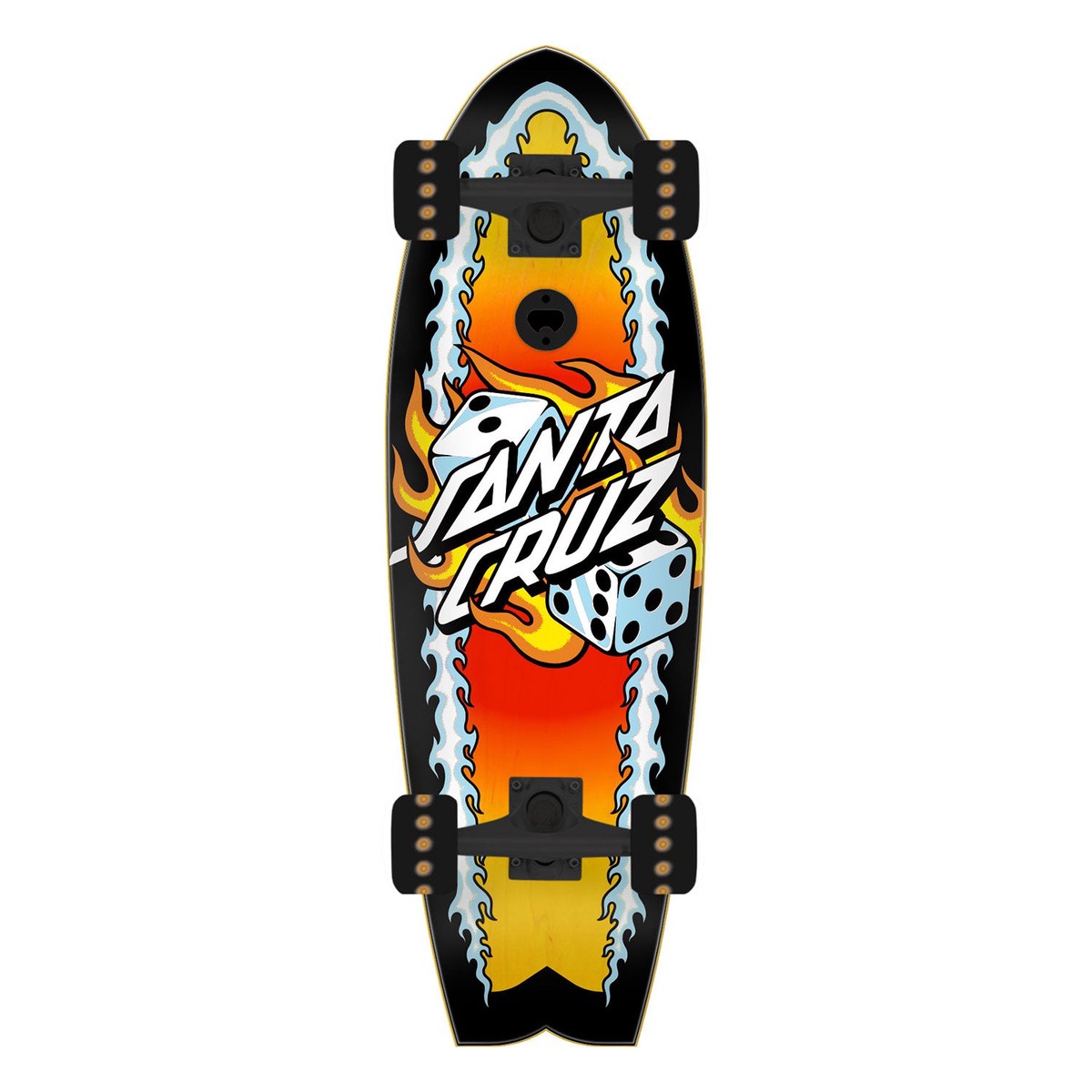 Santa Cruz Skateboard Cruiser Complete Flaming Dot Dice - Light Up Wheels - 8.81" x 27.69" - Default Title